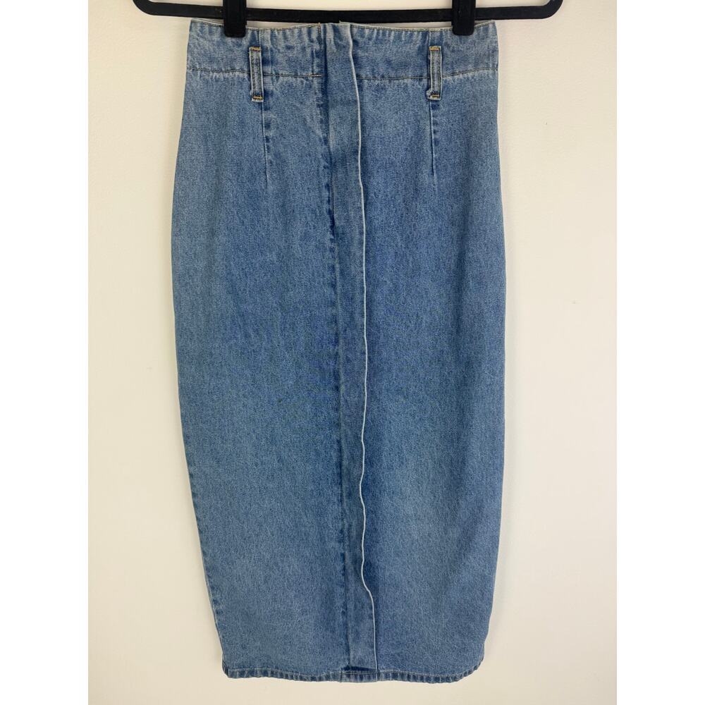 Vintage Honors Womens Straight Pencil Structured Medium Wash Denim Skirt 3/4 - Picture 2 of 8